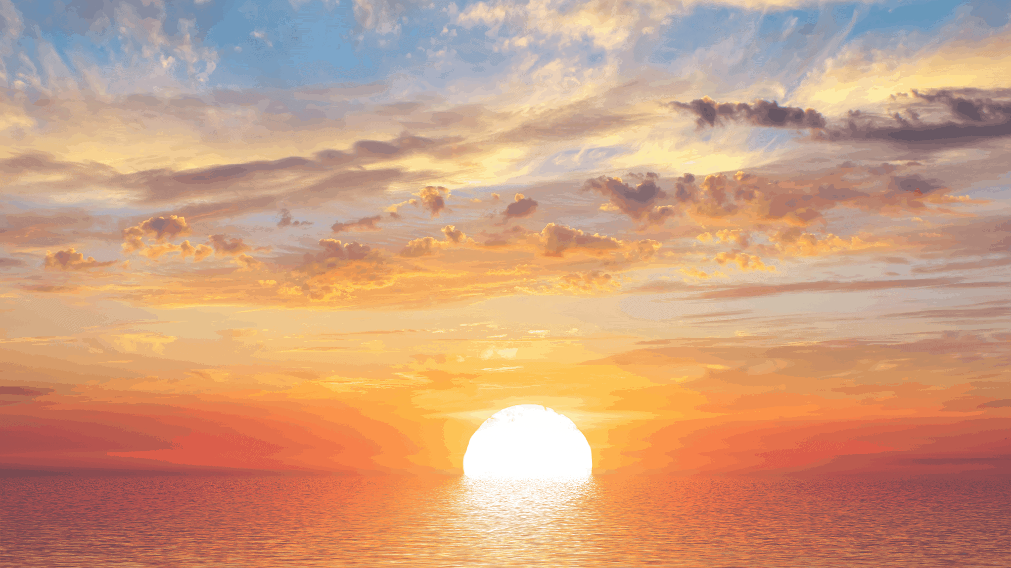 Sun rising abouve the ocean at sunrise